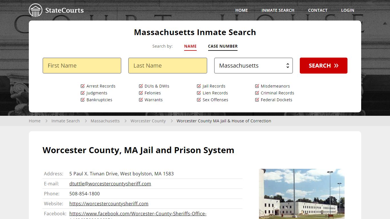 Worcester County MA Jail & House of Correction Inmate Records Search ...