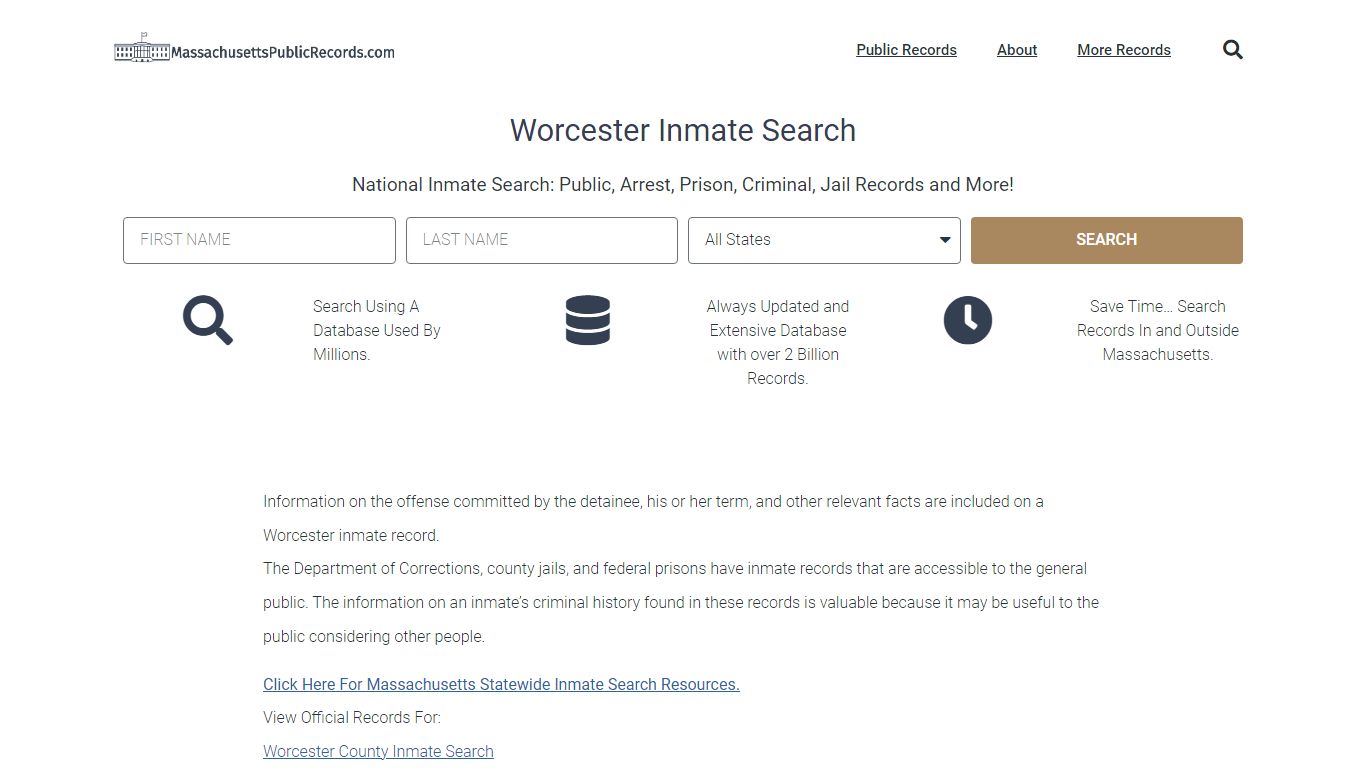 Worcester Inmate Search - WPD Current & Past Jail Records